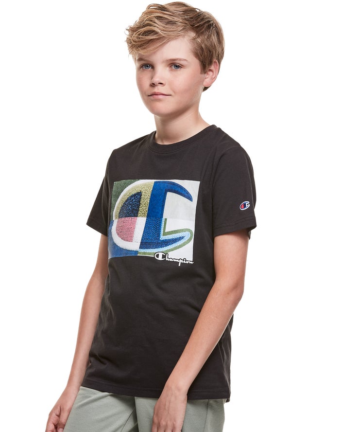 Camiseta Champion Niño - Cotton Photo-real C Patch ( Negras ) 5072481-AG